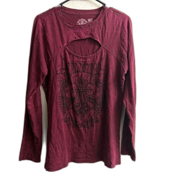 Women's Buckle Affliction Long Sleeve Studded Top Size XL - Picture 1 of 7